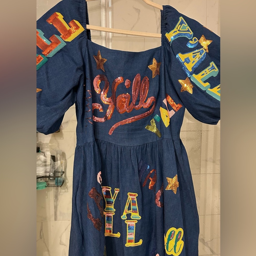 Queen of sparkles Y’all denim dress - size L